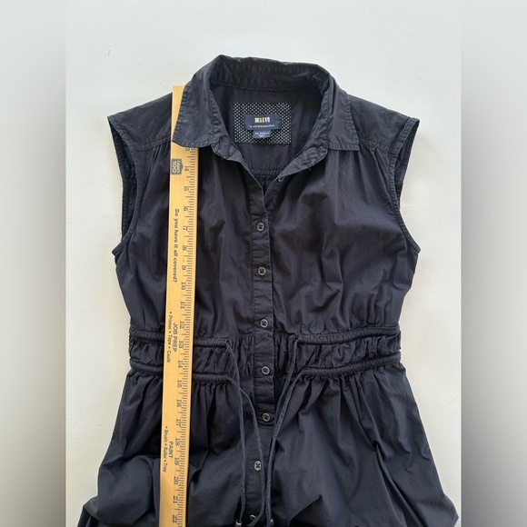 Anthropologie Maeve Button Down Midi Shirt Dress Cinch Tie Waist Navy Womens XXS - Picture 10 of 12